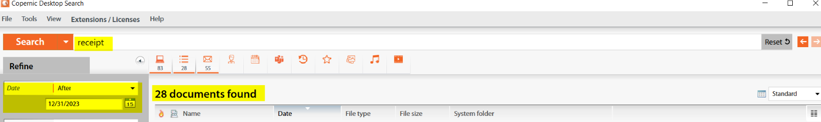 Using the Date and File-Type Refinements for the Best Results | Copernic